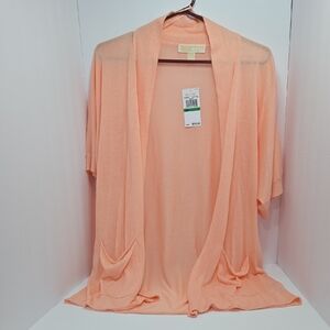 (New) Michael Kors Dusty Coral Open Front Cardigan Sweater Size L